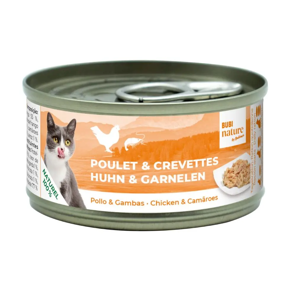 [J25110318] Boîte chat Bubi Nature poulet et crevettes (140 g) - Bubimex