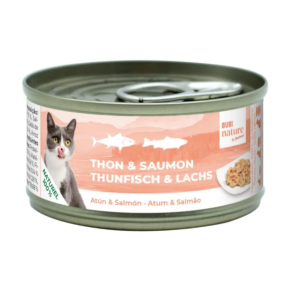 Boîte chat Bubi Nature thon et saumon (140 g) - Bubimex