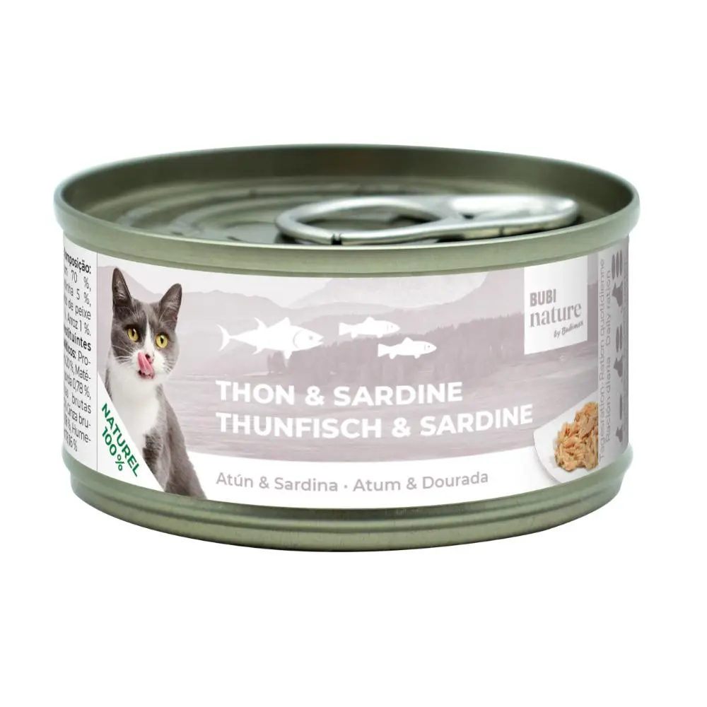 [J25110320] Boîte chat Bubi Nature thon et sardine (140 g) - Bubimex