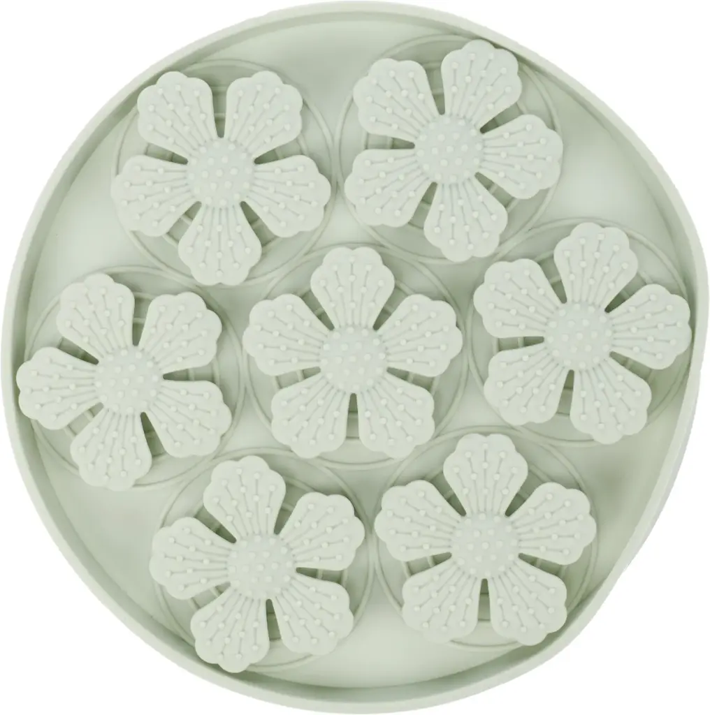 [J25120137] Tapis à lécher fleur rond vert clair - Flamingo