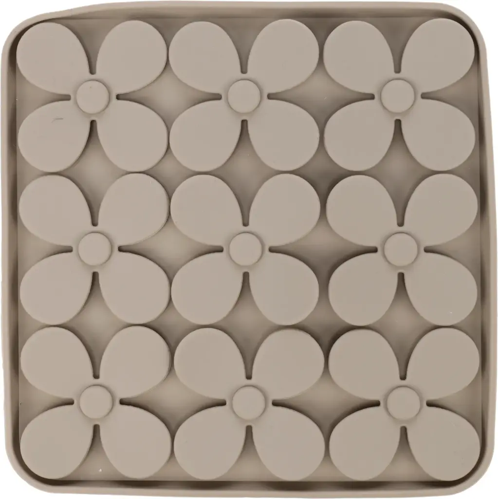[J25120138] Tapis à lécher Klaver carré taupe - Flamingo