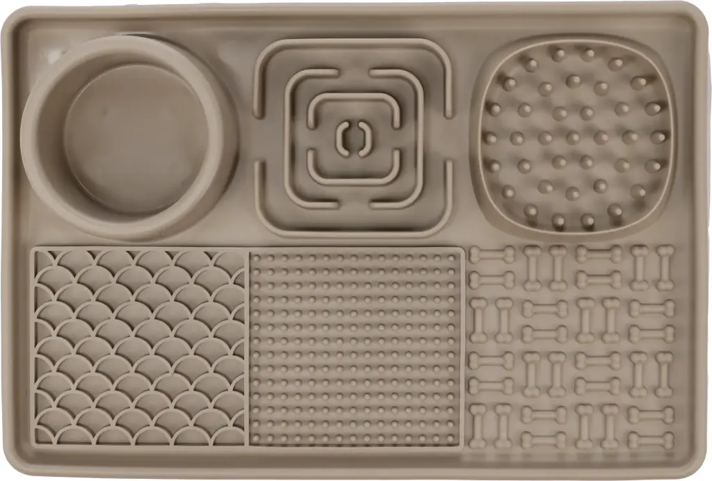 [J25120140] Tapis à lécher Pengu rectangle taupe - Flamingo