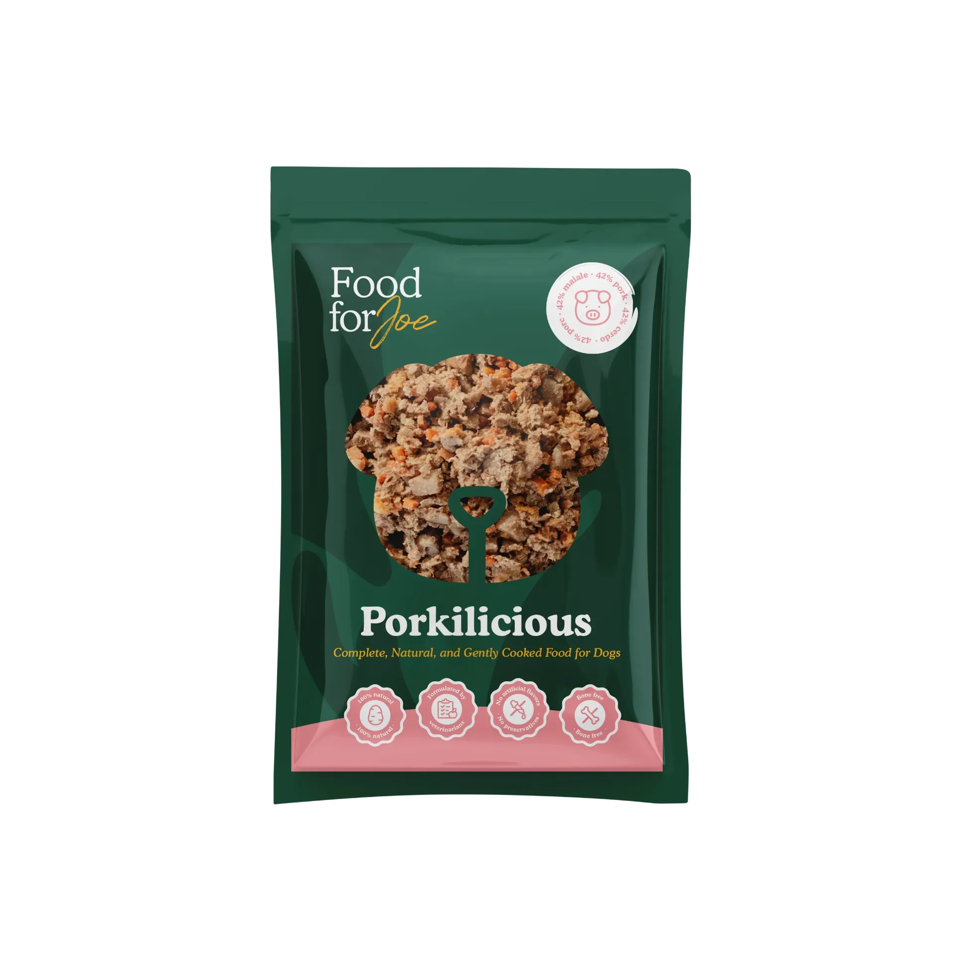 Porkilicious recette cuisinée à base de porc pour chien (800 g) - Food For Joe