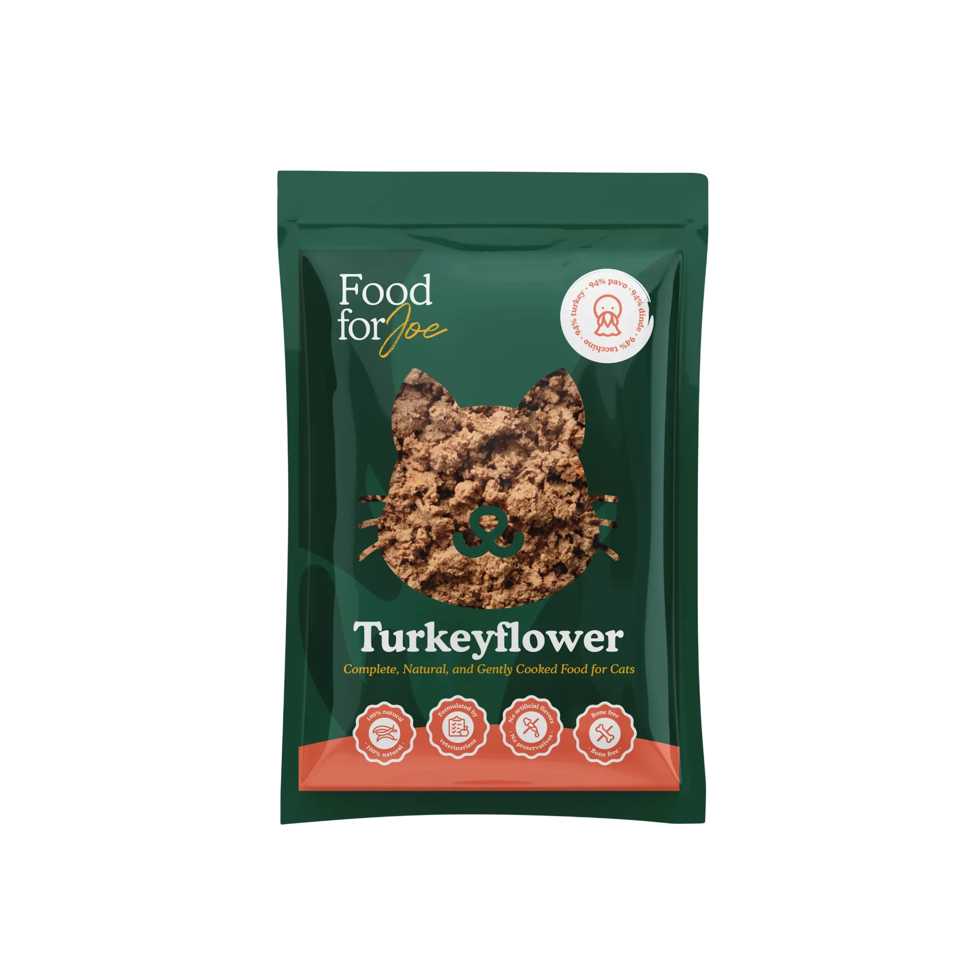 Turkey Flower recette cuisinée à base de dinde pour chat (200 g) - Food For Joe