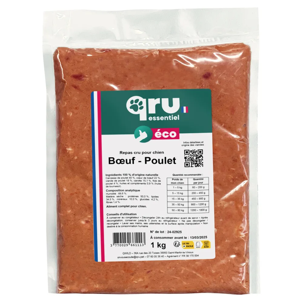 [J26010094] Recette bœuf et poulet (1 kg) - QRU