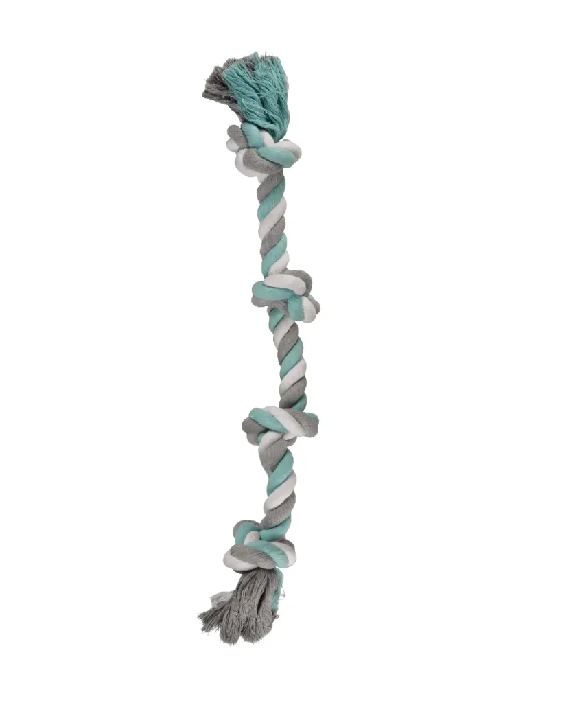 Corde à 4 nœuds chien Jim menthe (57 cm) - Flamingo