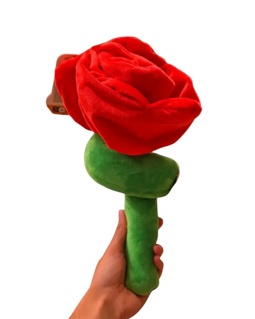 [J26010122] Peluche fleur rose longue tige à nouer - Wouapy