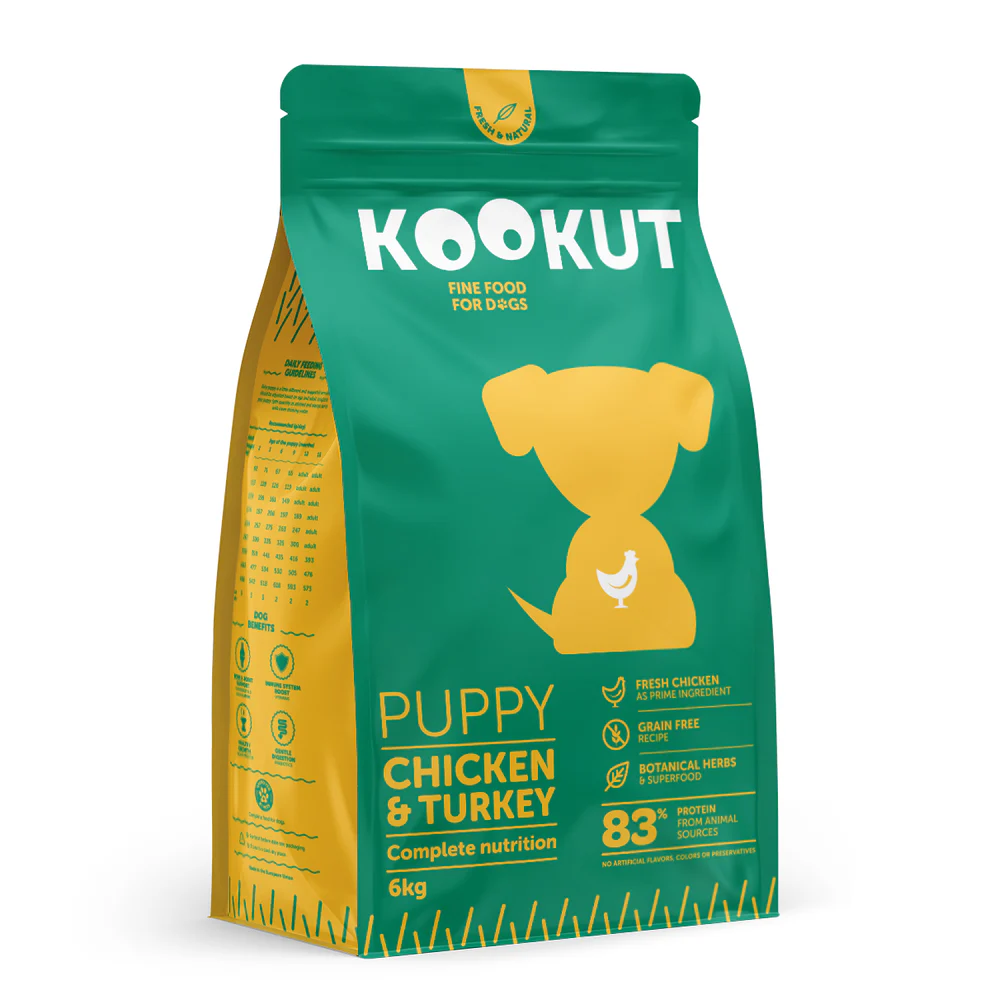 Croquettes poulet & dinde pour chiot (1.5 kg) - Kookut