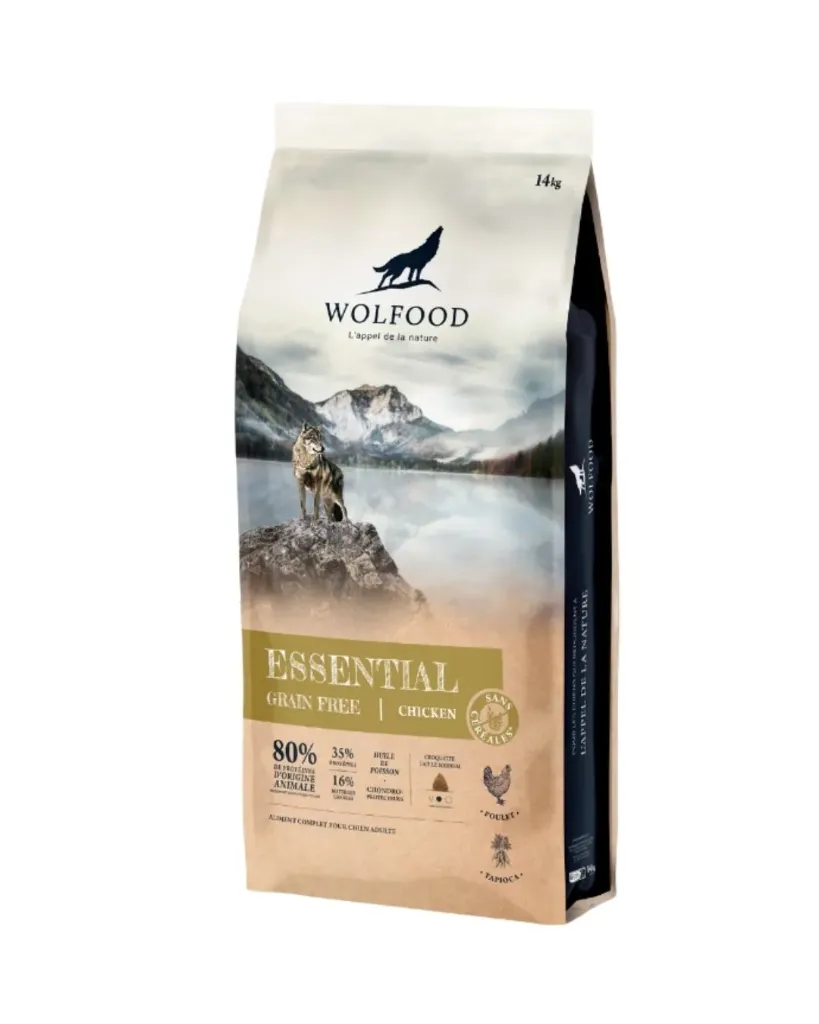[J26020026] Essential grain free poulet - Chien adulte (14 kg) - Wolfood
