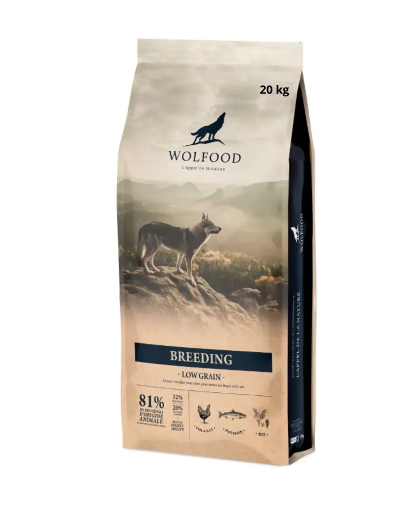 [J26020029] Breeding à la volaille et au riz - Chiot/Chien adulte/senior (20 kg) - Wolfood