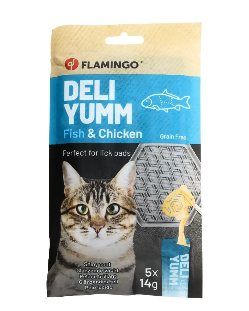 [J26020084] Friandise Deli Yumm Pâté skin & coat (5 sachets de 14 g) - Flamingo