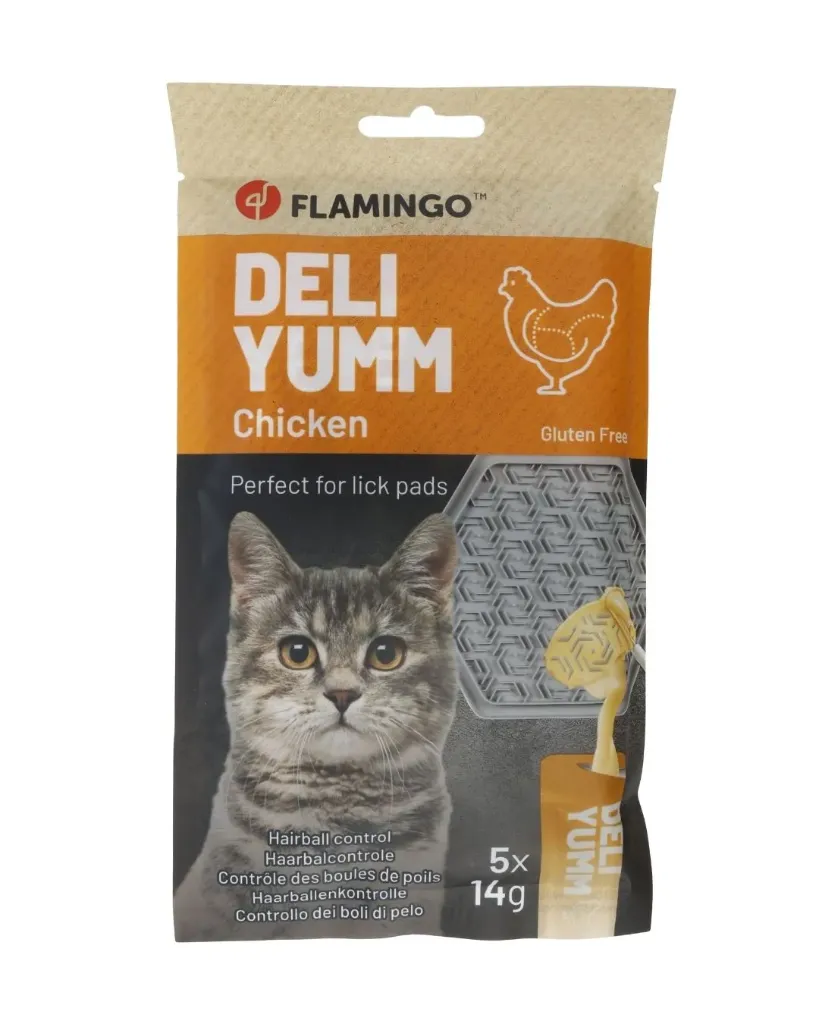 [J26020085] Friandise Deli Yumm Pâté hairball control (5 sachets de 14 g) - Flamingo