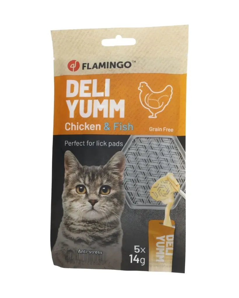 [J26020086] Friandise Deli Yumm Pâté anti-stress (5 sachets de 14 g) - Flamingo