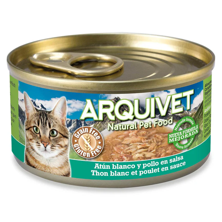 [J26030103] Thon blanc et poulet en sauce - Mini filets (1 boîte 80 g) - Arquivet