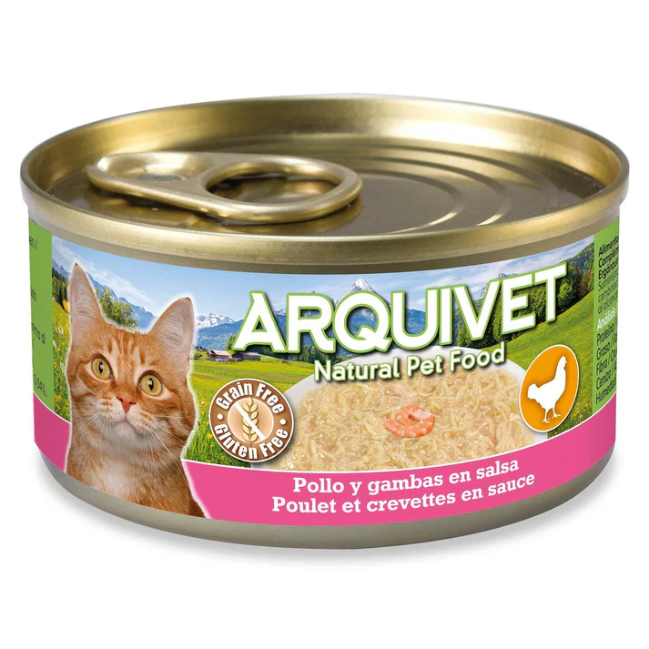 [J26030110] Poulet et crevettes en sauce - Mini filets (1 boîte 80 g) - Arquivet