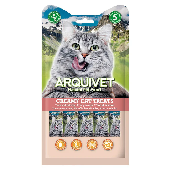 [J26030114] Snack crémeux au thon et au saumon - Creamy Cat Treats (5 sticks 14 g) - Arquivet