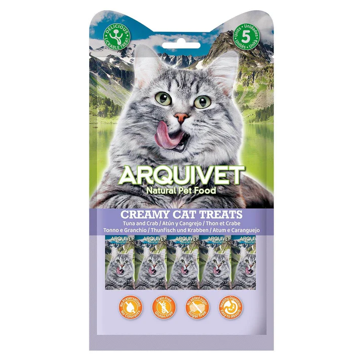 [J26030116] Snack crémeux au thon et au crabe - Creamy Cat Treats (5 sticks 14 g) - Arquivet