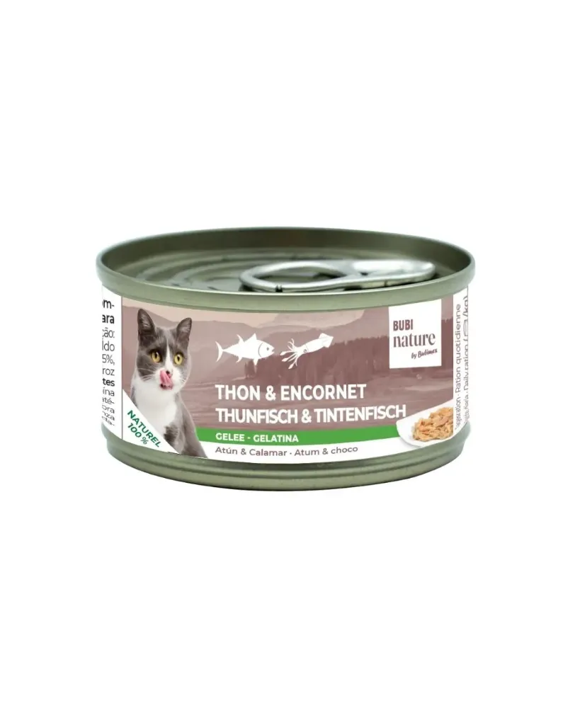[J26050001] Pâtée en gelée au thon et à l'encornet pour chat (70 g) - Bubimex