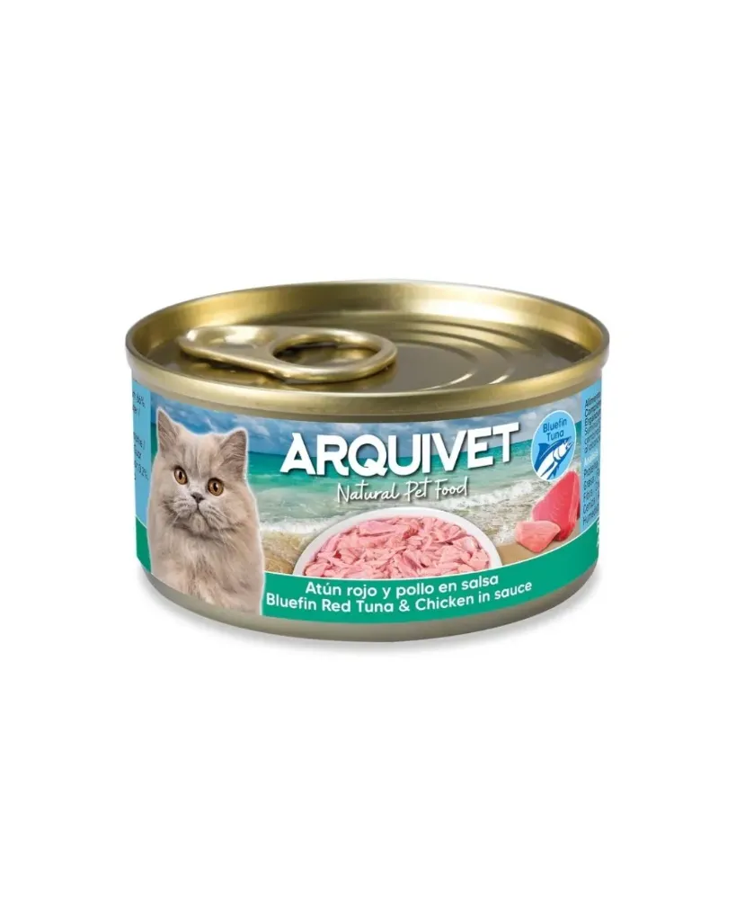 [J26050014] Thon rouge et poulet en sauce - Mini filets (1 boîte 80 g) - Arquivet