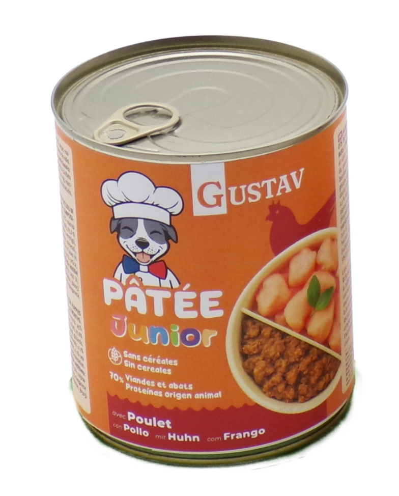 [J26060016] Pâtée Chien Junior au poulet (boîte 800 g) - Gustav