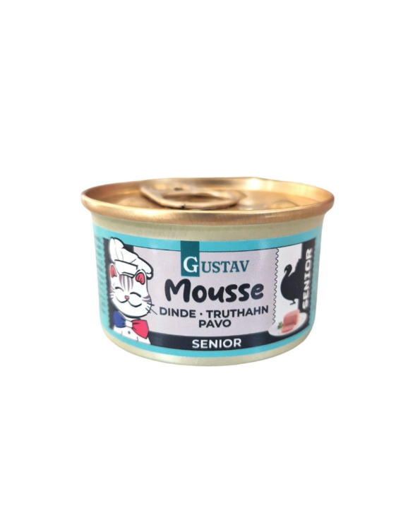 Mousse Chat Senior à la dinde (boîte 85 g) - Gustav