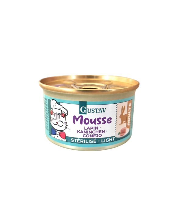Mousse Chat Stérilisé Light au Lapin (boîte 85 g) - Gustav