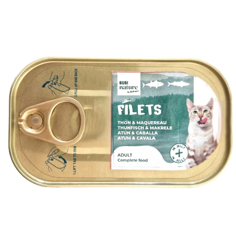 Filets adulte complet gelée thon/maquereau chat (boîte 85 g) - Bubi Nature