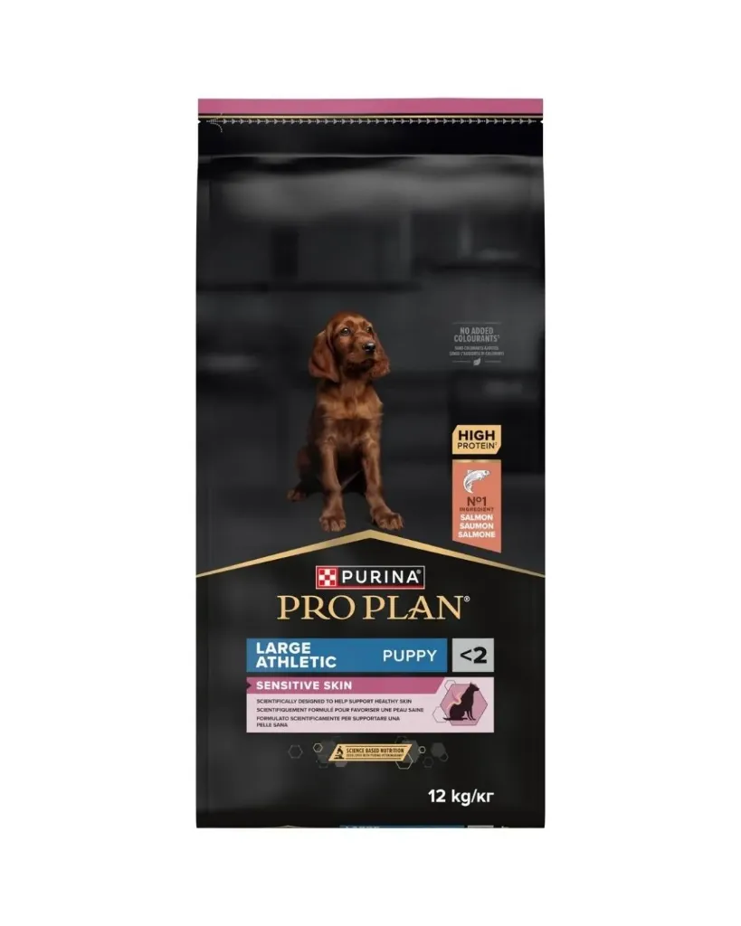 [J26060053] Dog Large Athletic Puppy Sensitive Skin au saumon (12 Kg) - Pro Plan