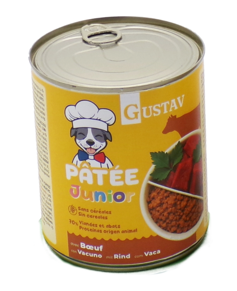 [J26060066] Pâtée Chien Junior au boeuf (boîte 800 g) - Gustav