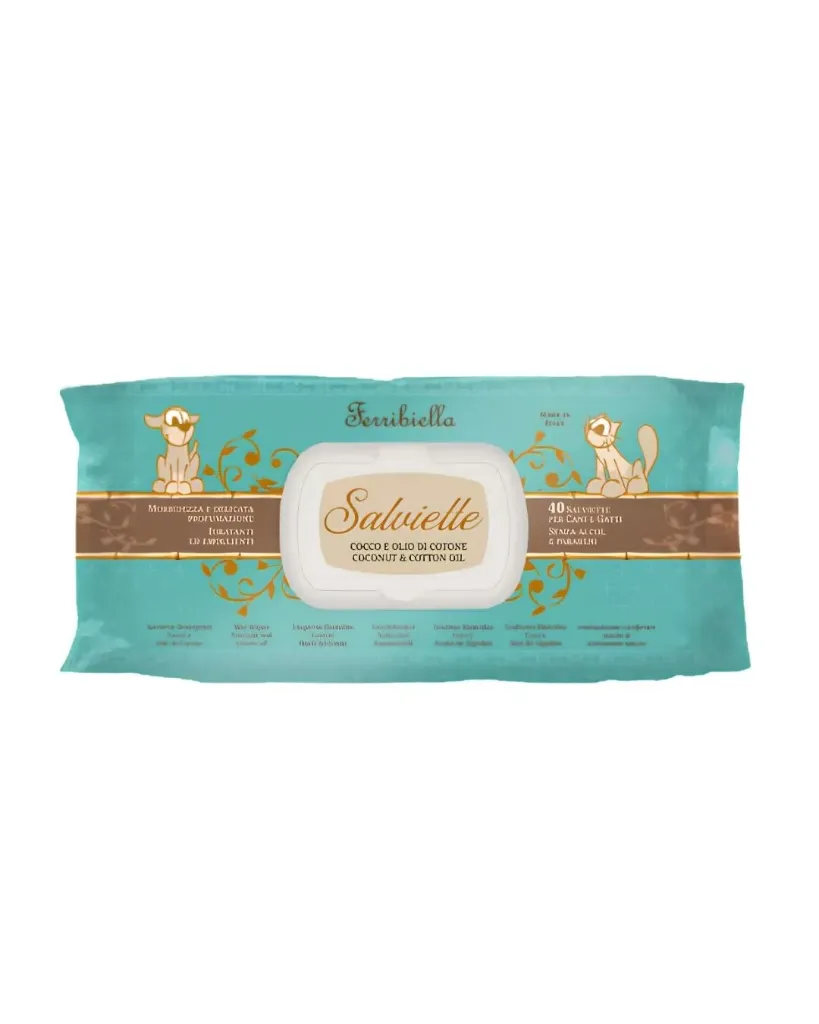 [J26060212] NEW - Lingettes humides coco et huile de coton (40 lingettes) - Ferribiella