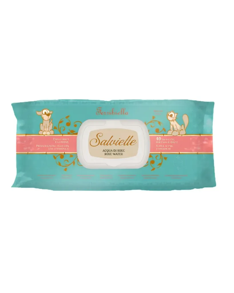 [J26060222] NEW - Lingettes humides à l'eau de rose (40 lingettes) - Ferribiella