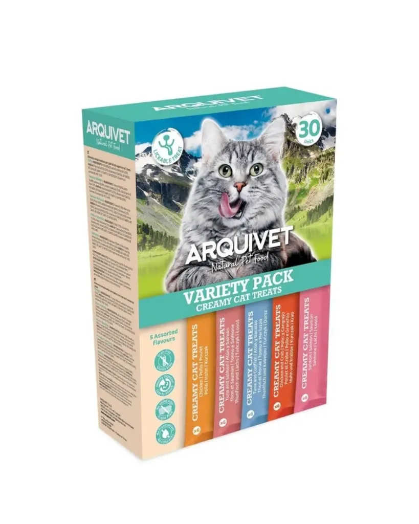 Assortiment de friandises crémeuses pour chats (30 sachets 14 g) - Arquivet