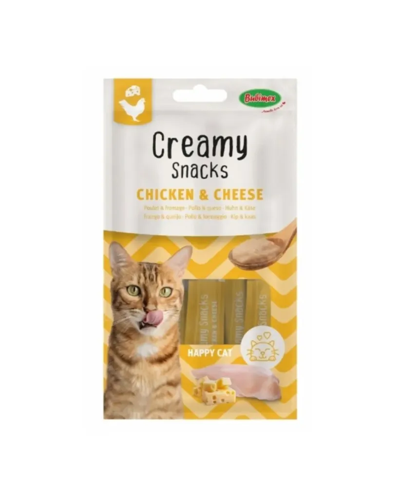 [J26070042] Creamy snacks poulet et fromage chat (4 sticks 15 g) - Bubimex