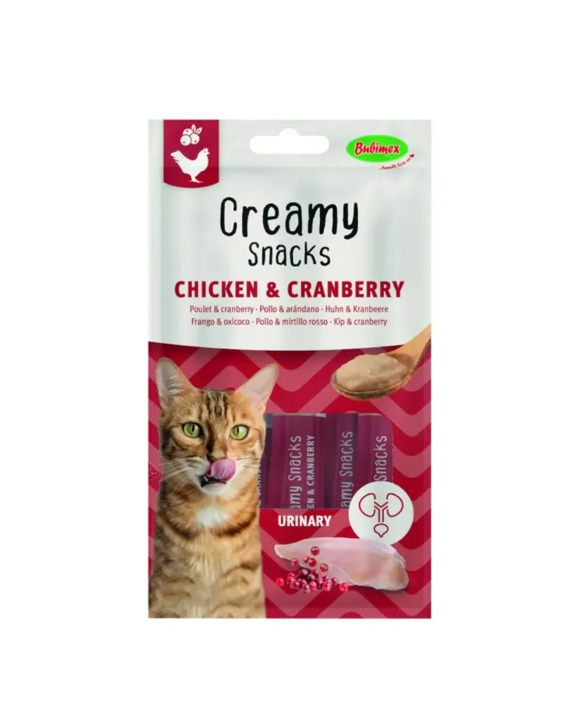 Creamy snacks poulet et cranberry chat (4 sticks 15 g) - Bubimex