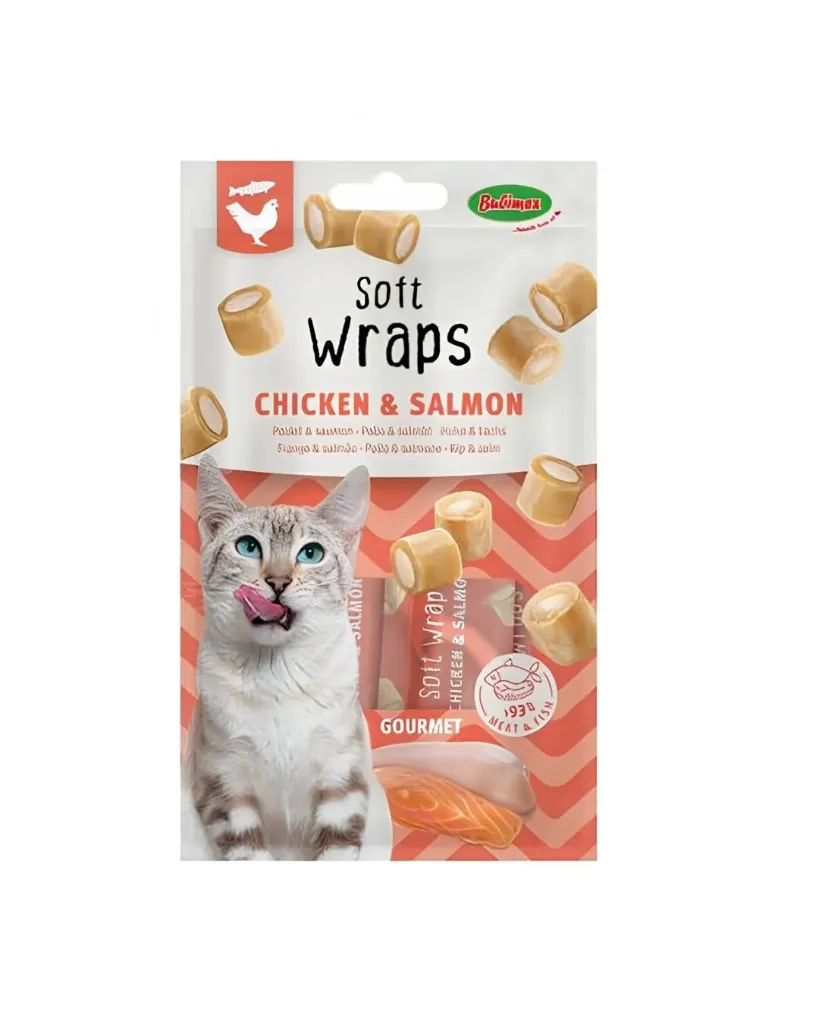 [J26070048] Soft wraps poulet et saumon chat (3 unités, 30 g) - Bubimex