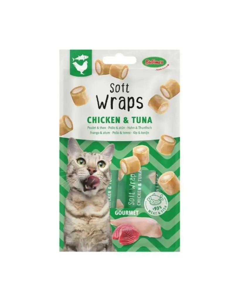 [J26070049] Soft wraps poulet et thon chat (3 unités, 30 g) - Bubimex