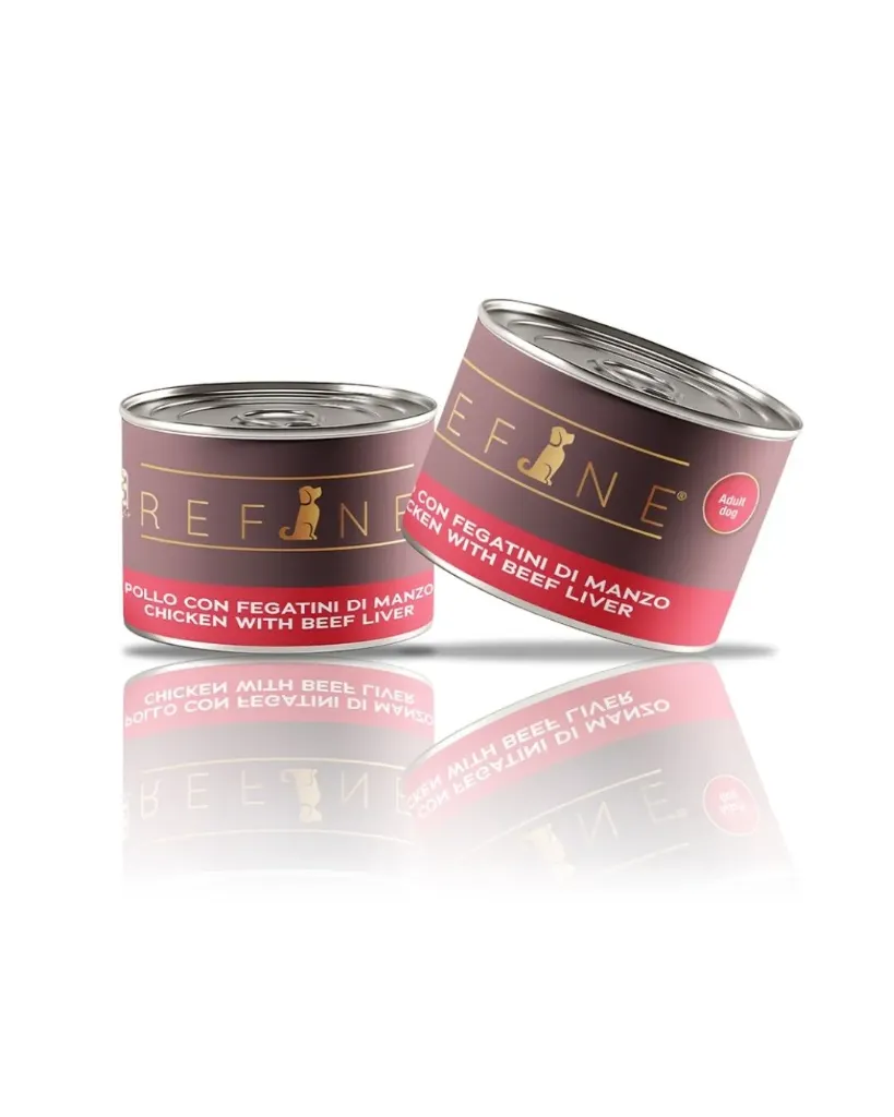 [J26070072] Pâtée chien Classic poulet avec foies de bœuf (boîte 170 g) - Refine