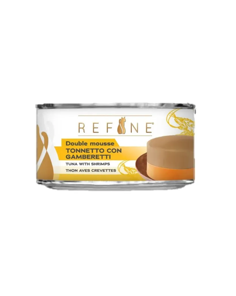 [J26070073] Pâtée double mousse pour chat thon avec crevettes (boîte 85 g) - Refine