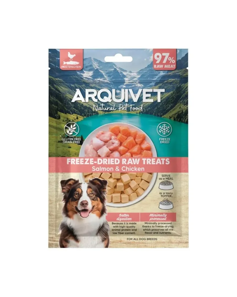 [J26070088] Freeze-Dried Raw Treats cubes de saumon et poulet (50 g) - Arquivet