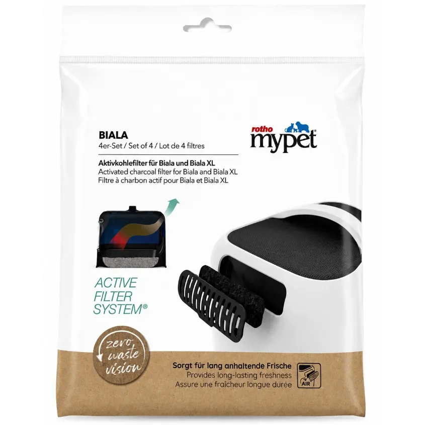 Kit de 4 filtres de rechange pour maison de toilette BIALA / BIALA XL - Rotho Mypet