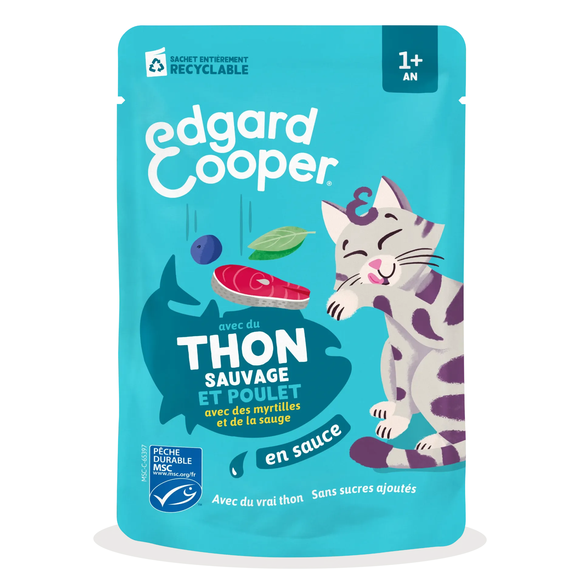 Morceaux en sauce en sachet Thon poulet 85g  (1 sachet 85 g) - Edgard & Cooper