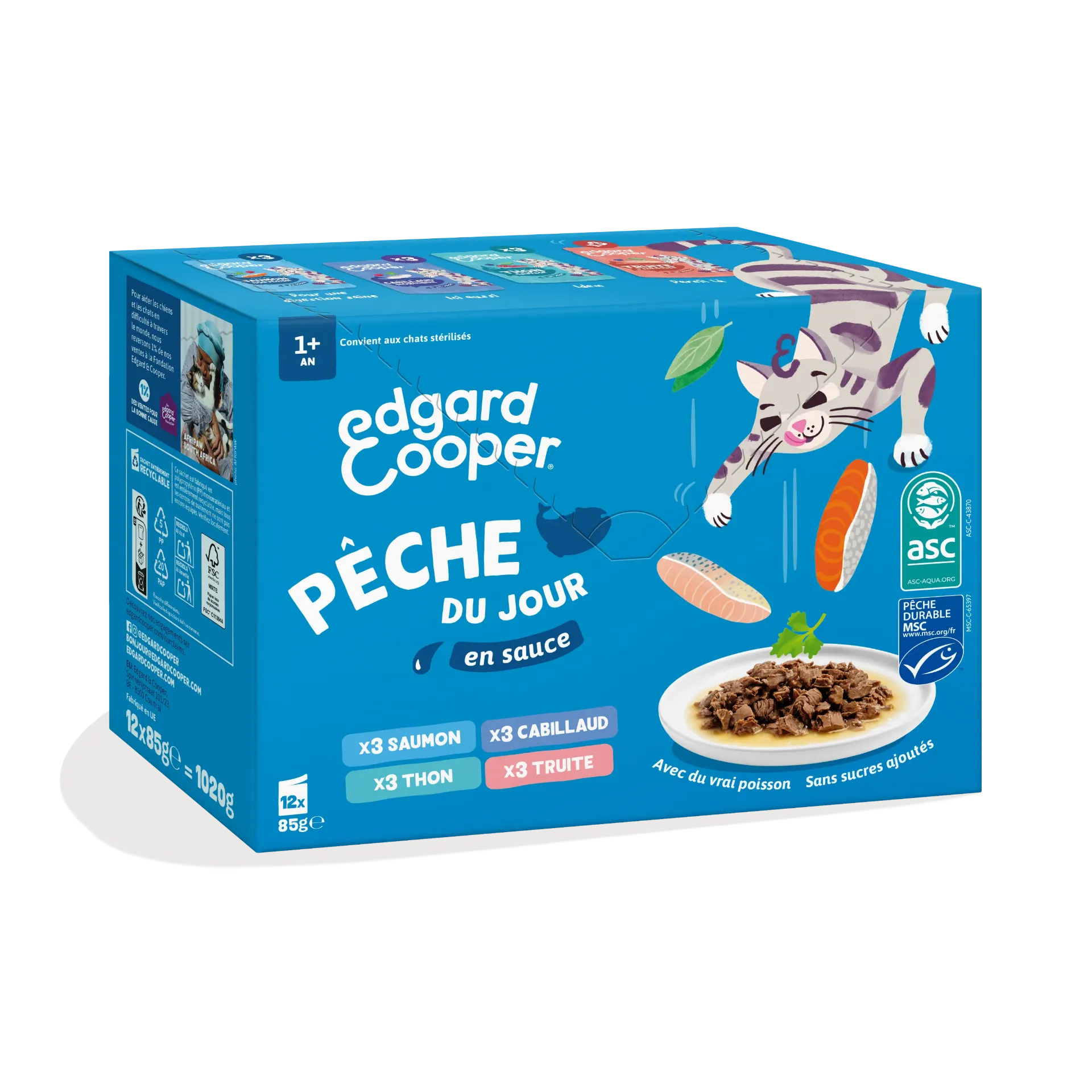 Morceaux en sauce en sachets  Pêche du jour – Multipack (12 sachets 85 g) - Edgard & Cooper