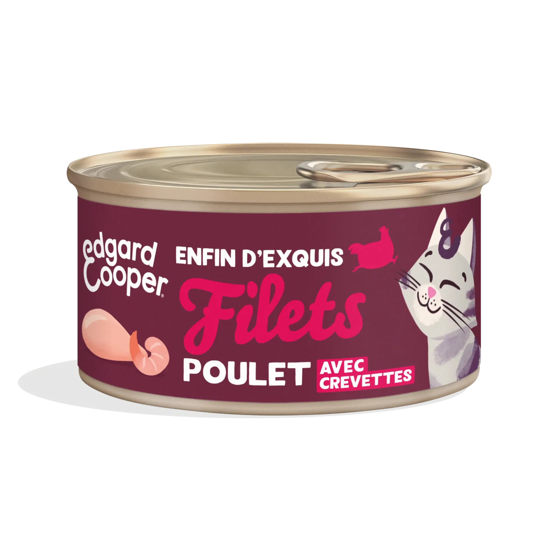 [J26080020] Filets pour chat au poulet avec crevettes (70 g) - Edgard & Cooper