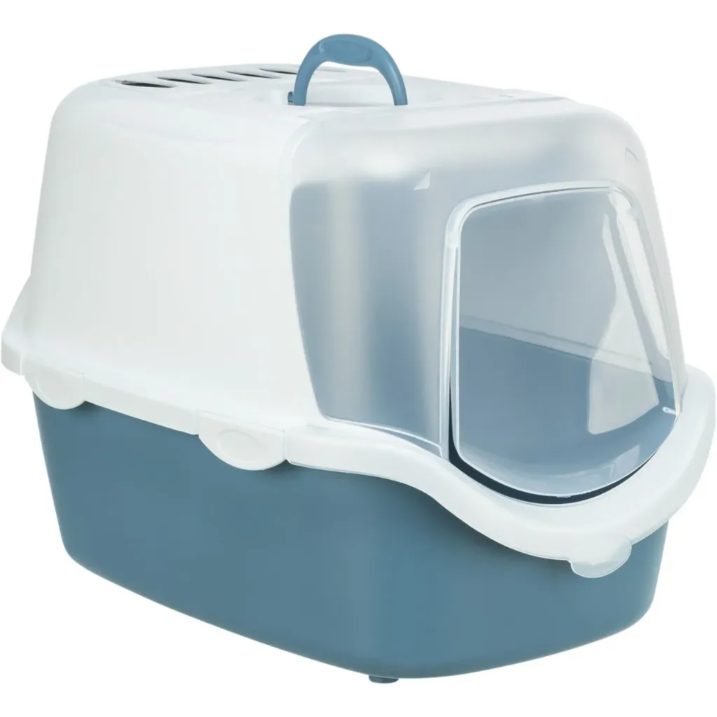 [J26080024] Bac à litière Vico Open Top, avec couvercle (Bleu/Blanc) - Trixie