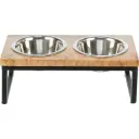 Set de 2 gamelles bois de mangue/métal inox (0.75 l) - Trixie