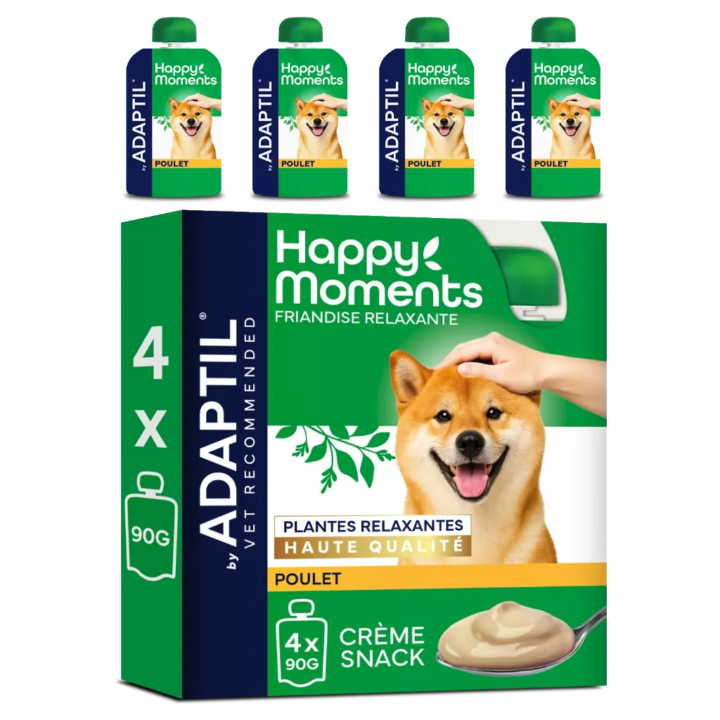 [J26090056] ADAPTIL Happy Moments - Crèmes Snack Poulet (4 gourdes 90 g) - Ceva Santé