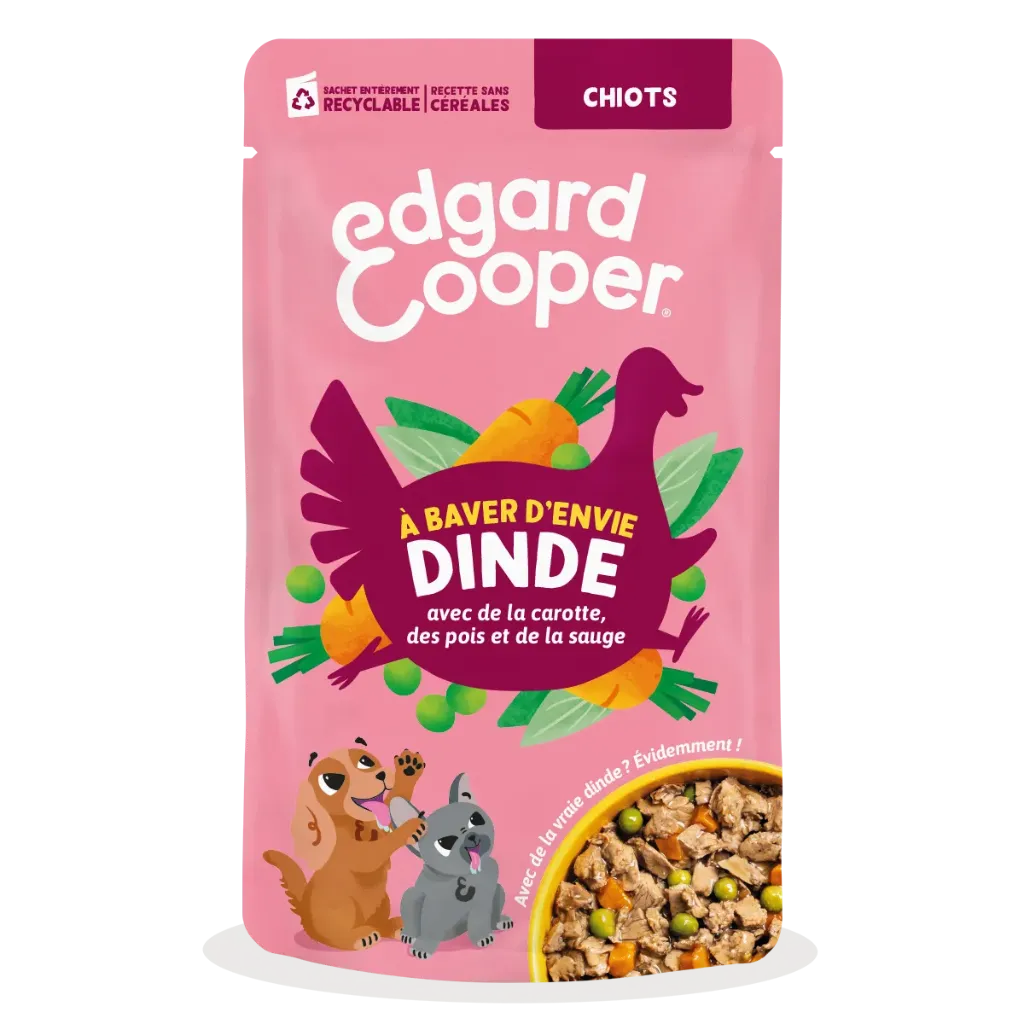[J26100052] Diners à baver d’envie Dinde en sachet pour chiot (150 g) - Edgard & Cooper