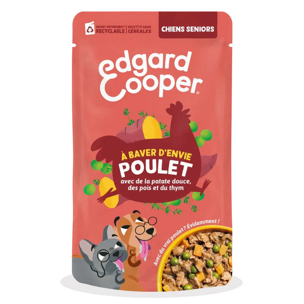 [J26100051] Diners à baver d’envie Poulet en sachet pour chien sénior (150 g) - Edgard & Cooper
