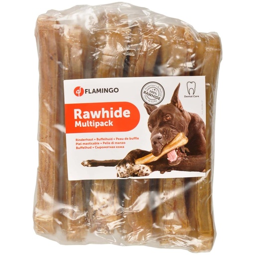 [10016] *Lot de 6 x 16 cm* Os à mâcher 100% peau de Buffle - Flamingo