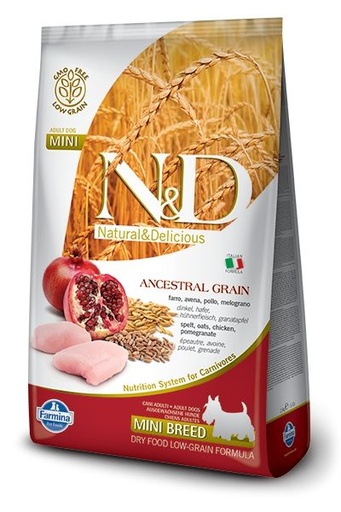 [10124_19925] Poulet & Grenade Adulte mini Low Grain (7 kg) - Farmina